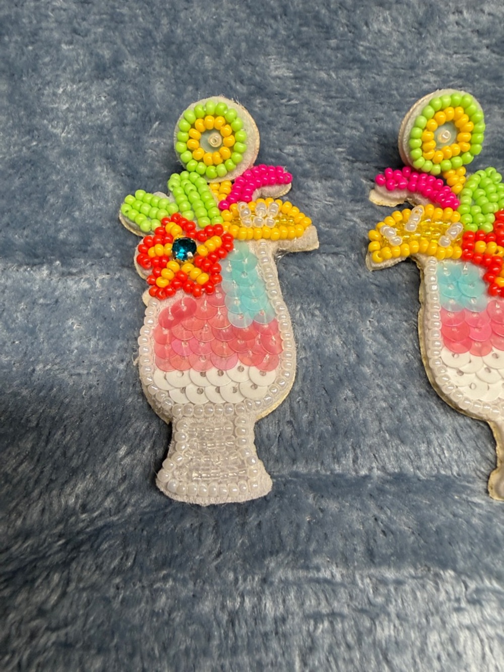 Beaded Tropical Cocktail Statement Earrings - Multi - Picture 4 of 4